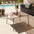 OVIALA - Table de jardin carrée en acier 8 places 120 cm taupe  - Palavas - vignette