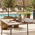 OVIALA - Table de jardin carrée en acier 8 places 120 cm taupe  - Palavas - vignette