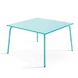 OVIALA - Table de jardin carrée en acier 8 places 120 cm turquoise - Palavas - vignette