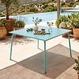 OVIALA - Table de jardin carrée en acier 8 places 120 cm turquoise - Palavas - vignette