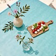OVIALA - Table de jardin carrée en acier 8 places 120 cm turquoise - Palavas - vignette