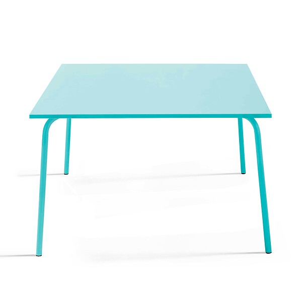 OVIALA - Table de jardin carrée en acier 8 places 120 cm turquoise - Palavas - large
