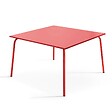 OVIALA - Table de jardin carrée en métal 8 places 120 cm rouge - Palavas - vignette