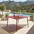 OVIALA - Table de jardin carrée en métal 8 places 120 cm rouge - Palavas - vignette