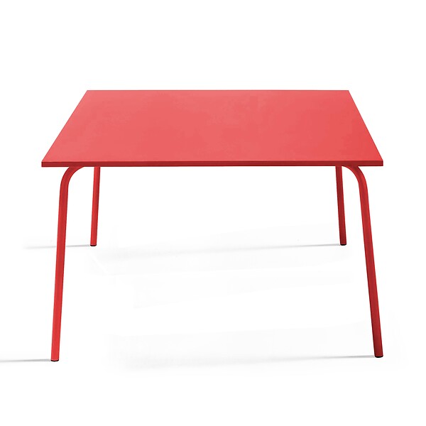 OVIALA - Table de jardin carrée en métal 8 places 120 cm rouge - Palavas - large