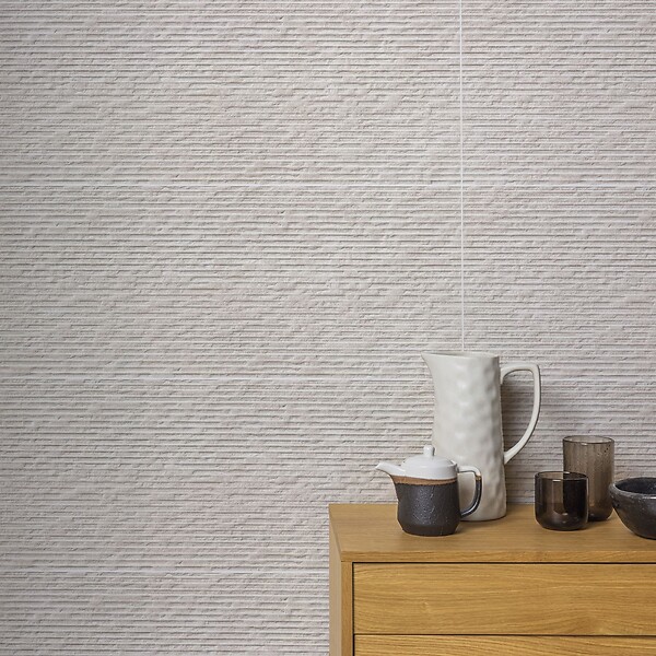 RO'MA NATURE - Carrelage effet Béton 3D Beige Sable 90x32x1,05 cm Sorelan - Mur intérieur (vendu par carton de 1,15 m²) - large