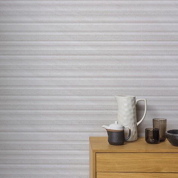 RO'MA NATURE - Carrelage effet Pierre 3D Gris Perle Curve 100x33,3x0,98 cm Torvane - Mur intérieur (vendu par carton de 1,67 m²) - large