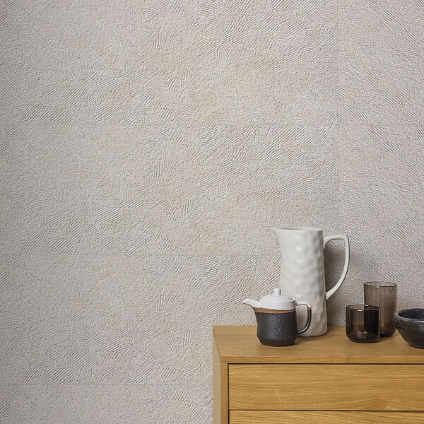 RO'MA NATURE - Carrelage effet Pierre 3D Beige Lin Hammered 100x33,3x0,86 cm Serdano - Mur intérieur (vendu par carton de 2 m²) - large