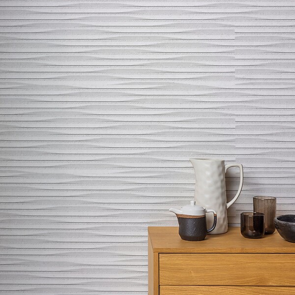 RO'MA NATURE - Carrelage effet Pierre 3D Blanc Glace Linea 100x33,3x0,98 cm Orvigny - Mur intérieur (vendu par carton de 1,67 m²) - large