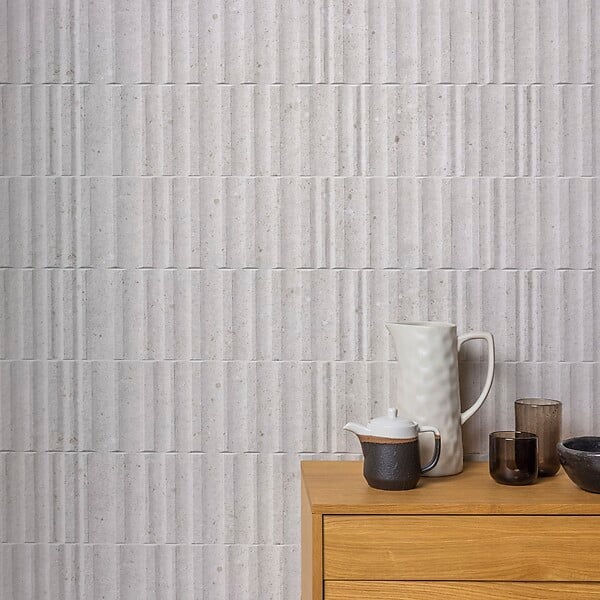 RO'MA NATURE - Carrelage effet Béton 3D Gris Silver Estria 100x33,3x0,98 cm Arvelis - Mur intérieur (vendu par carton de 1,67 m²) - large