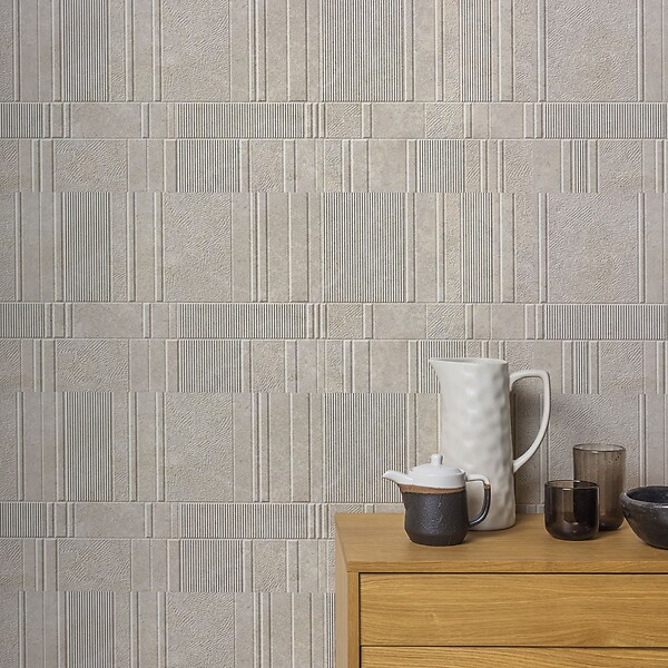RO'MA NATURE - Carrelage effet Pierre 3D Beige Sable Stripe 100x33,3x0,98 cm Serdano - Mur intérieur (vendu par carton de 1,67 m²) - large