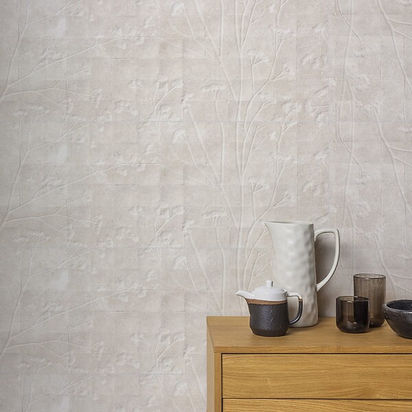 RO'MA NATURE - Carrelage effet Béton 3D Beige Lin Flor 100x33,3x0,98 cm Montelis - Mur intérieur (vendu par carton de 1,67 m²) - large