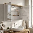 NATUREL - Armoire de toilette avec miroir et éclairage LED, 80x60 cm blanc, Naturel Stilla (STILLAE08002) - vignette