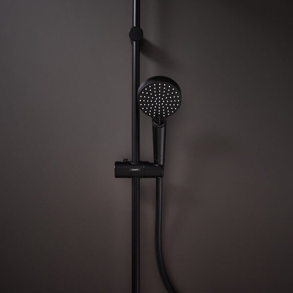 HANSGROHE - Pommeau de douche HANSGROHE Vernis Blend 100 EcoSmart Vario noir mat + flexible de douche 1,25 m HANSGROHE Isiflex noir mat - large