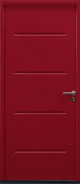 GD MENUISERIES - Porte d'entrée acier Pleine IZA rouge, H.215xl.90 p, gauche Cotes Tableau - large
