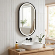 SWISS AQUA TECHNOLOGIES - Miroir LED ovale 40 x 80 cm avec cadre aluminium noir et capteur tactile SAT (SATZOVLED4080CE) - vignette