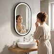SWISS AQUA TECHNOLOGIES - Miroir LED ovale 40 x 80 cm avec cadre aluminium noir et capteur tactile SAT (SATZOVLED4080CE) - vignette
