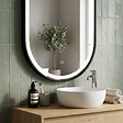 SWISS AQUA TECHNOLOGIES - Miroir LED ovale 40 x 80 cm avec cadre aluminium noir et capteur tactile SAT (SATZOVLED4080CE) - vignette