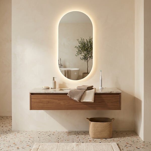 NATUREL - Miroir LED salle de bain ovale 60x120 cm 3 couleurs anti-buée avec capteur Project (ZPROV12060LED) - large