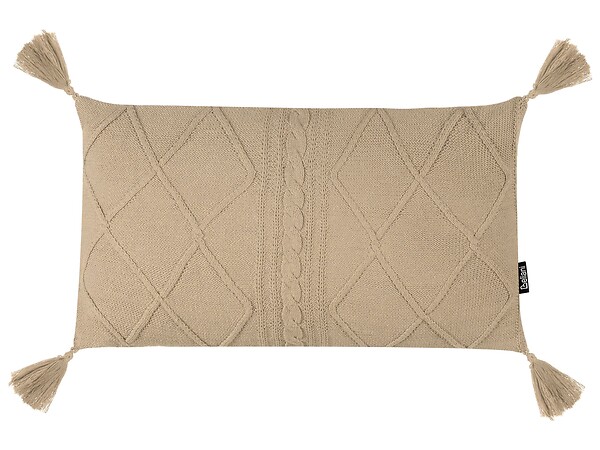 BELIANI - Lot de 2 coussins décoratifs CAESIA Coton 30 x 50 cm Beige Unicolore - large