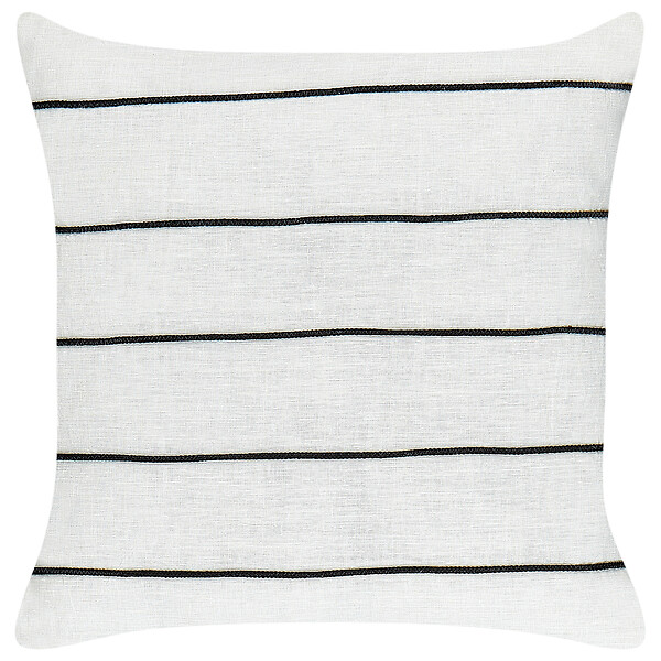 BELIANI - Lot de 2 coussins décoratifs MILAS Lin 50 x 50 cm Noir/blanc À rayure - large