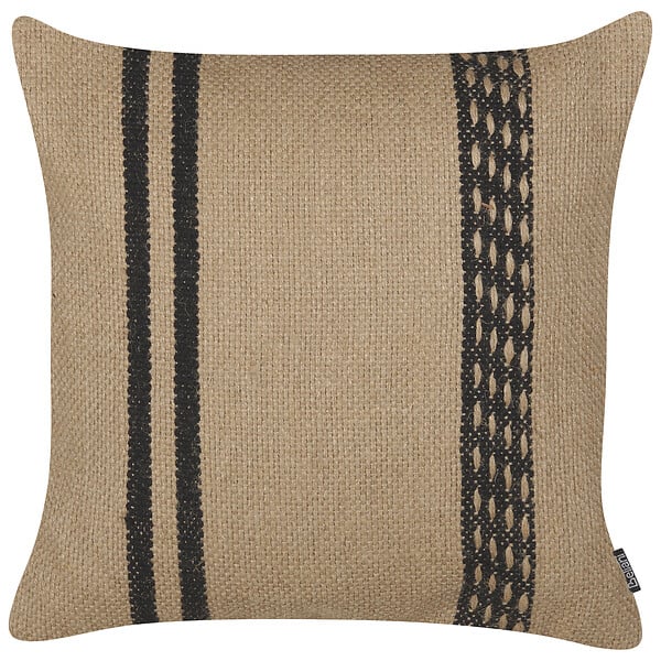 BELIANI - Lot de 2 coussins décoratifs DESALIX Jute 45 x 45 cm Beige À rayure - large