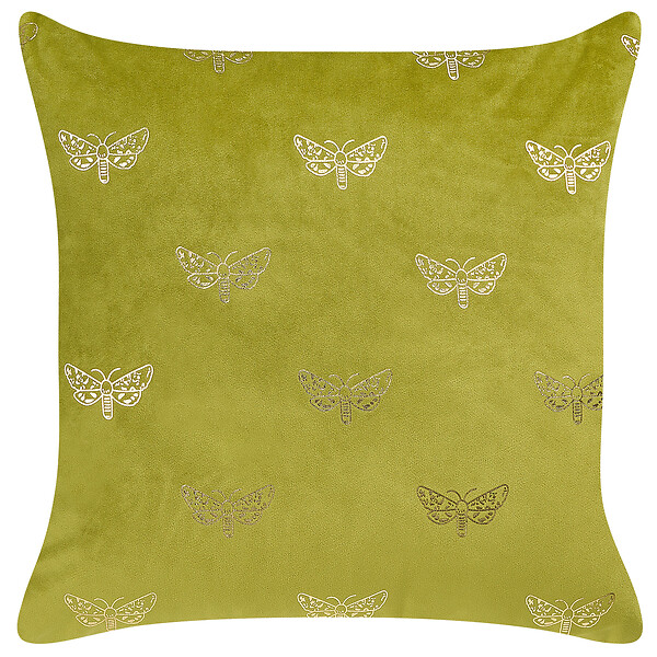 BELIANI - Lot de 2 coussins décoratifs YUZURI Velours 45 x 45 cm Vert clair Motif animal - large