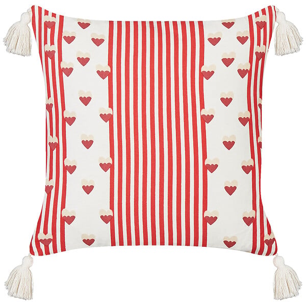 BELIANI - Lot de 2 coussins décoratifs BANKSIA Coton 45 x 45 cm Rouge À rayure - large