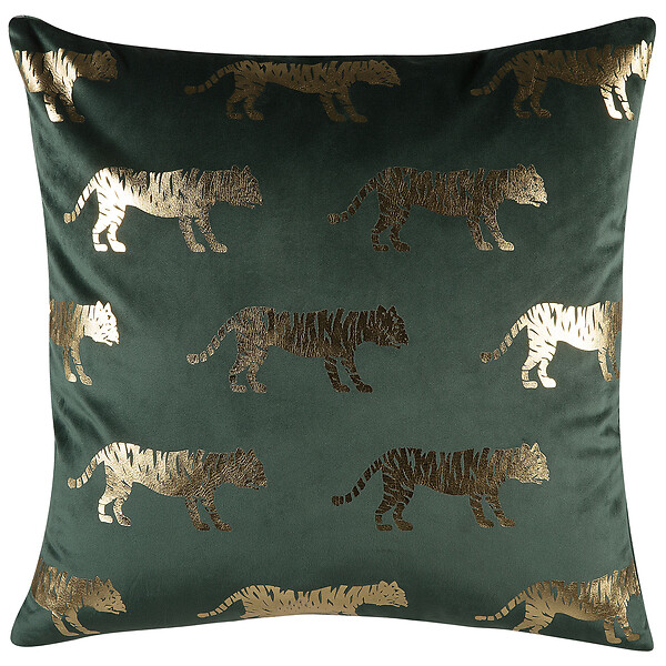 BELIANI - Lot de 2 coussins décoratifs BLUEBELL Velours 45 x 45 cm Vert foncé Motif animal - large