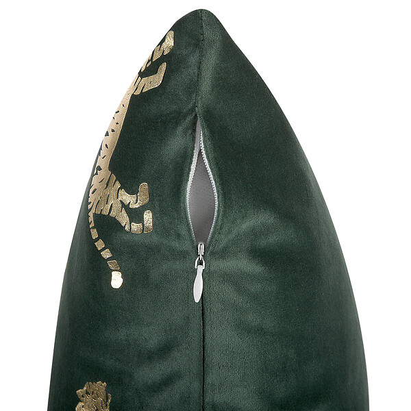BELIANI - Lot de 2 coussins décoratifs BLUEBELL Velours 45 x 45 cm Vert foncé Motif animal - large