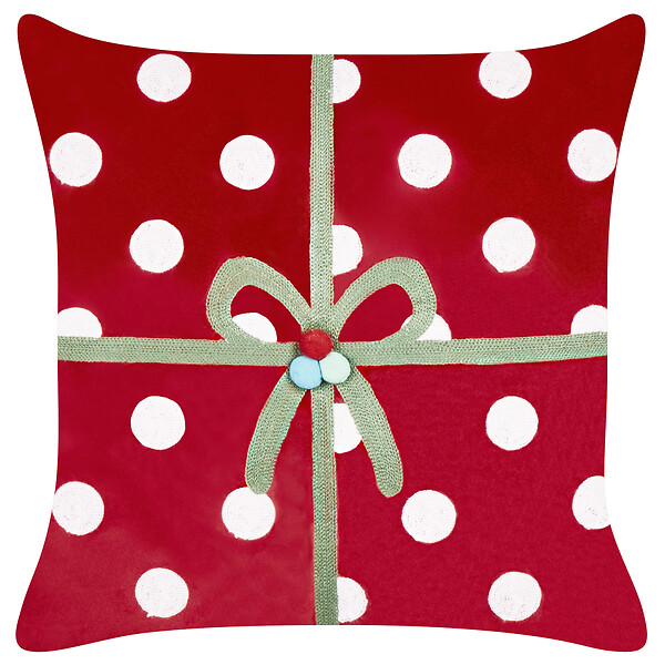 BELIANI - Lot de 2 coussins décoratifs GUMDROP Velours 45 x 45 cm Rouge Motif de Noël - large