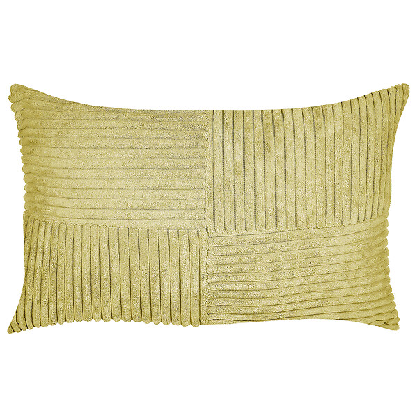 BELIANI - Lot de 2 coussins décoratifs MILLET Velours côtelé 30 x 50 cm Vert olive Motif géométrique - large