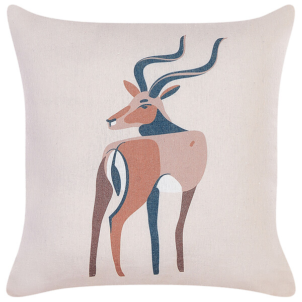 BELIANI - Lot de 2 coussins décoratifs ABAL 45 x 45 cm Beige Motif animal - large