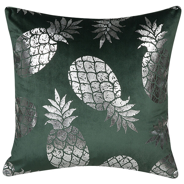 BELIANI - Lot de 2 coussins décoratifs ASTILBE Velours 45 x 45 cm Vert foncé Motif de plante - large