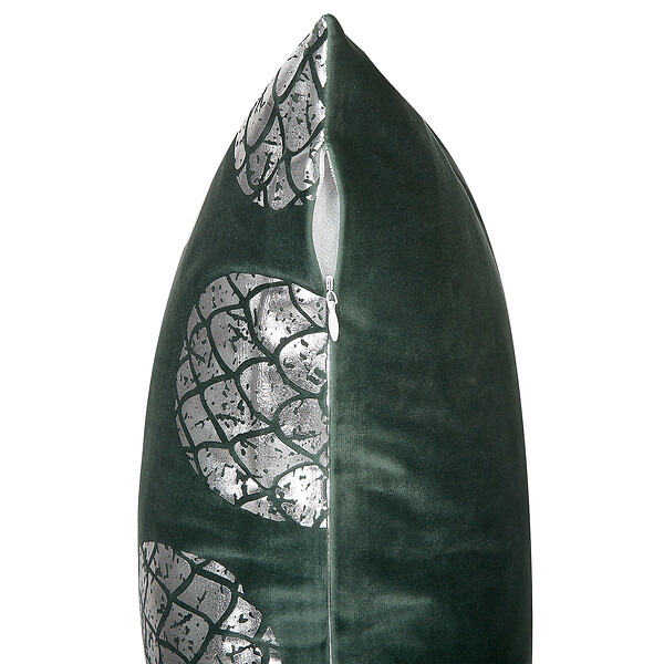 BELIANI - Lot de 2 coussins décoratifs ASTILBE Velours 45 x 45 cm Vert foncé Motif de plante - large
