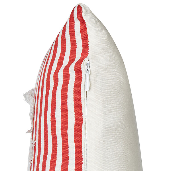 BELIANI - Lot de 2 coussins décoratifs ALSINE Coton 30 x 50 cm Rouge À rayure - large