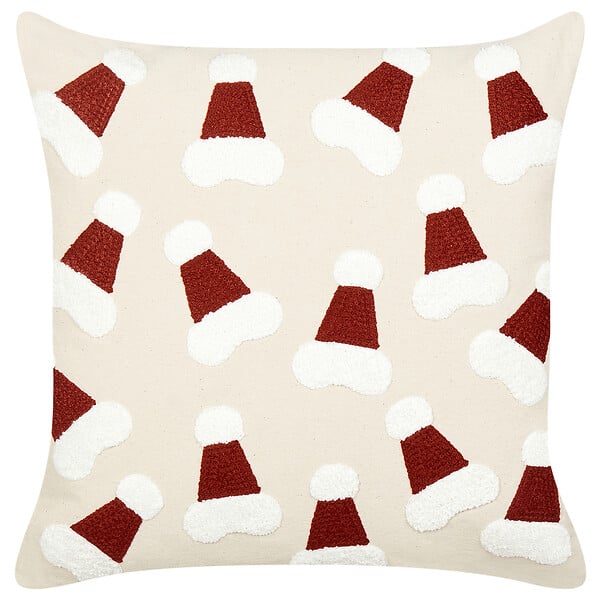 BELIANI - Lot de 2 coussins décoratifs SUGARPLUM Coton 45 x 45 cm Beige clair Motif de Noël - large