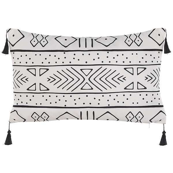BELIANI - Lot de 2 coussins décoratifs SCHEFFLERA Velours 30 x 50 cm Blanc Motif géométrique - large