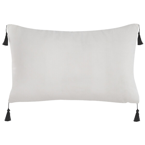 BELIANI - Lot de 2 coussins décoratifs SCHEFFLERA Velours 30 x 50 cm Blanc Motif géométrique - large