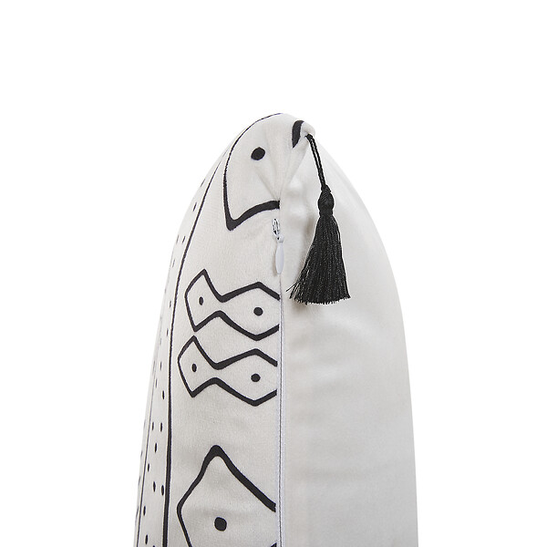 BELIANI - Lot de 2 coussins décoratifs SCHEFFLERA Velours 30 x 50 cm Blanc Motif géométrique - large