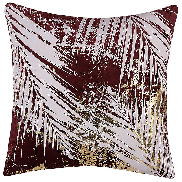 BELIANI - Lot de 2 coussins décoratifs CALLA Velours 45 x 45 cm Rouge Motif de plante - large