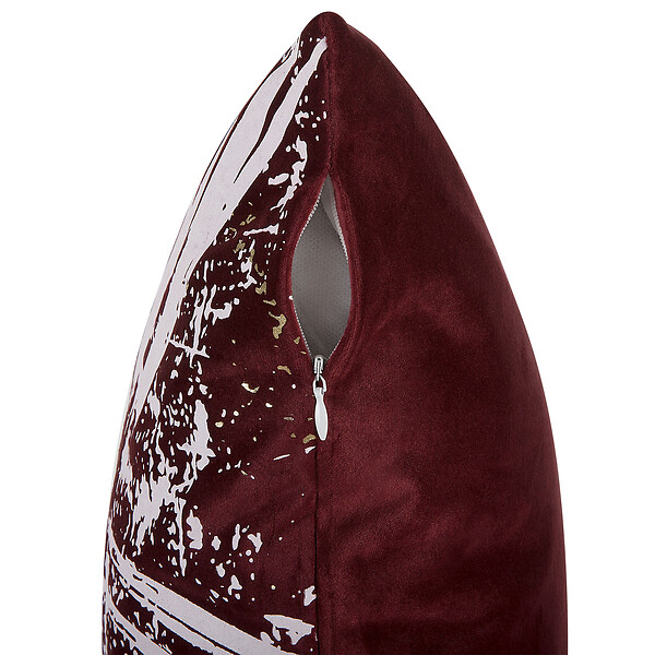 BELIANI - Lot de 2 coussins décoratifs CALLA Velours 45 x 45 cm Rouge Motif de plante - large