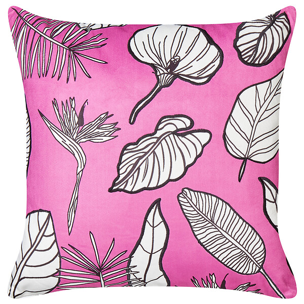 BELIANI - Lot de 2 coussins décoratifs MALVA Velours 45 x 45 cm Rose Motif floral - large
