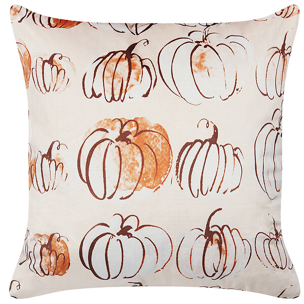 BELIANI - Lot de 2 coussins décoratifs CUCURBITA Velours 45 x 45 cm Beige Motif de plante - large