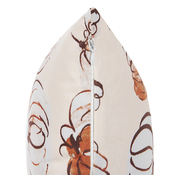BELIANI - Lot de 2 coussins décoratifs CUCURBITA Velours 45 x 45 cm Beige Motif de plante - large