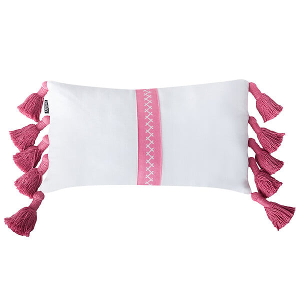 BELIANI - Lot de 2 coussins décoratifs LOVELY Coton 30 x 50 cm Blanc Rose - large