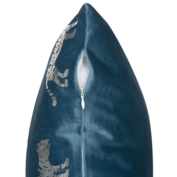 BELIANI - Lot de 2 coussins décoratifs BLUEBELL Velours 45 x 45 cm Bleu Motif animal - large