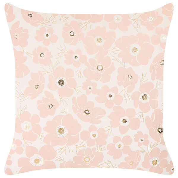 BELIANI - Lot de 2 coussins décoratifs TRITELEIA Velours 45 x 45 cm Rose Motif floral - large