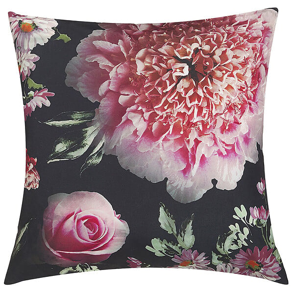 BELIANI - Lot de 2 coussins décoratifs HEDERA 45 x 45 cm Noir Motif floral - large