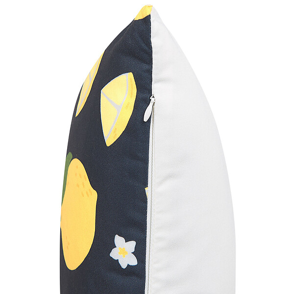 BELIANI - Lot de 2 coussins décoratifs CITRUS 45 x 45 cm Noir Motif de plante - large